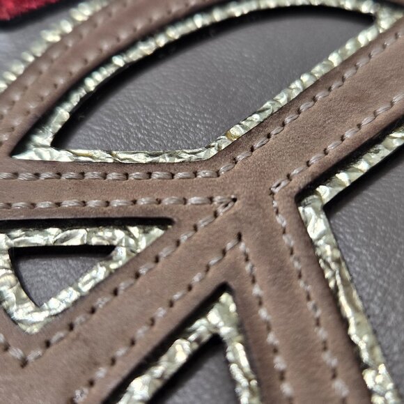 Tory Burch Gray Leather Wallet Peace Sign Heart Zip Coin - Picture 10 of 16